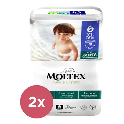 2x MOLTEX Pure&Nature Kalhotky plenkové jednorázové XL (14 kg+) ks