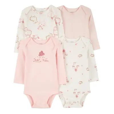 CARTER'S Body dlouhý rukáv Pink/Ivory holka 4ks 18m/vel.