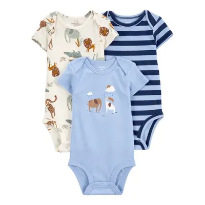 CARTER'S Body krátký rukáv Blue Animals kluk 3ks 24m/vel.