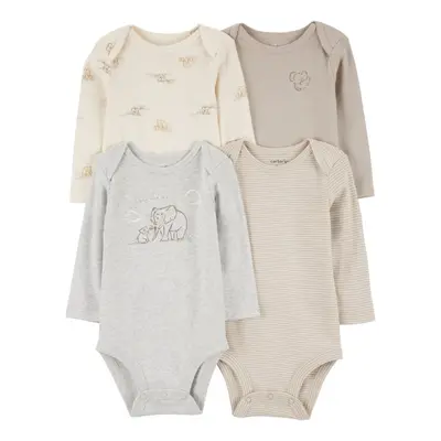 CARTER'S Body dlouhý rukáv Gray Elephant neutral 4ks 9m/vel.