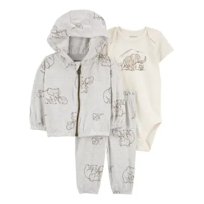 CARTER'S Set 3dílný mikina, tepláky, body kr. rukáv Gray Elephant neutral MFL 12m/vel.