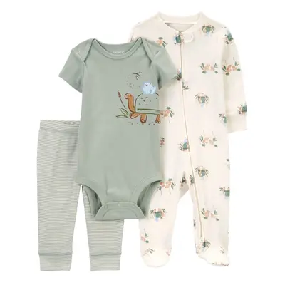 CARTER'S Set 3dílný overal, body kr. rukáv, tepláky Olive Turtle kluk 6m/vel.