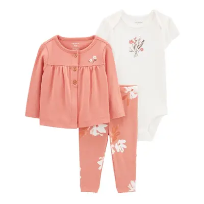 CARTER'S Set 3dílný mikina, body kr. rukáv, legíny Pink Floral holka MFL NB