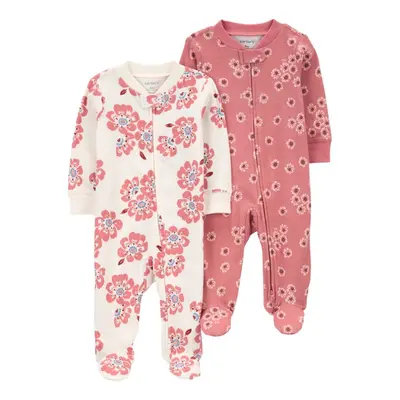 CARTER'S Overal na zip Sleep&Play Pink/Ivory Floral holka 2ks 6m/vel.