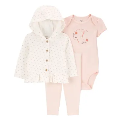 CARTER'S Set 3dílný mikina, body kr. rukáv, legíny Pink Floral holka MFL NB