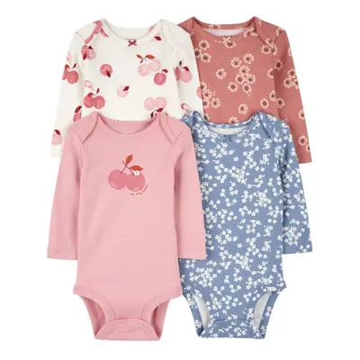 CARTER'S Body dlouhý rukáv Pink/Blue Floral holka 4ks 6m/vel.