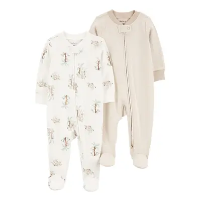 CARTER'S Overal na zip Sleep&Play Khaki Palm Tree/Stripe neutral 2ks 9m/vel.