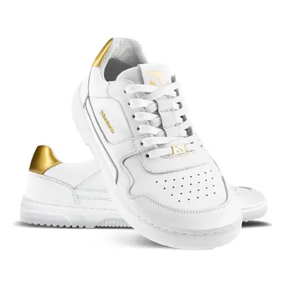 Barefoot tenisky Barebarics Zing - White & Gold - Leather black