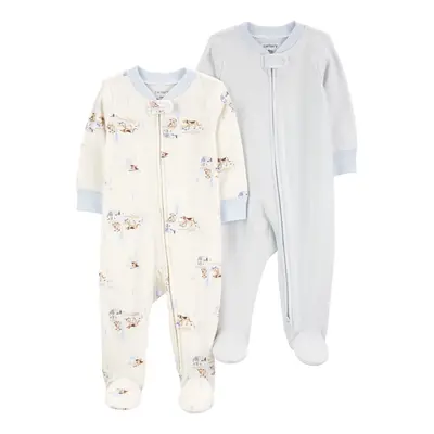 CARTER'S Overal na zip Sleep&Play Blue Dog/Stripe kluk 2ks 9m/vel.