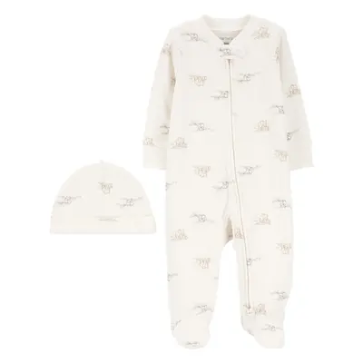 CARTER'S Set 2dílný overal, čepice Ivory Elephant neutral MFL 6m/vel.