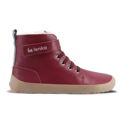 Dětské zimní barefoot boty Be Lenka Winter Kids - Dark Cherry Red red