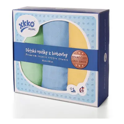 KIKKO Osušky/pleny dětské z biobavlny Staré časy 90x100 (3 ks) – pastels, pro kluky