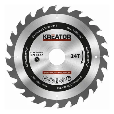 Pilový kotouč na dřevo Kreator 185 mm 24T KRT020414