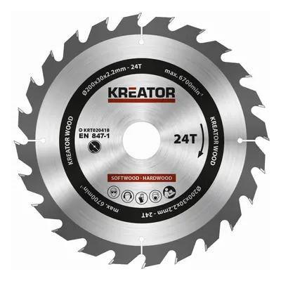 Pilový kotouč na dřevo Kreator 200 mm 24T KRT020418