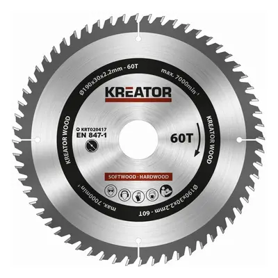 Pilový kotouč na dřevo Kreator 190 mm 60T KRT020417