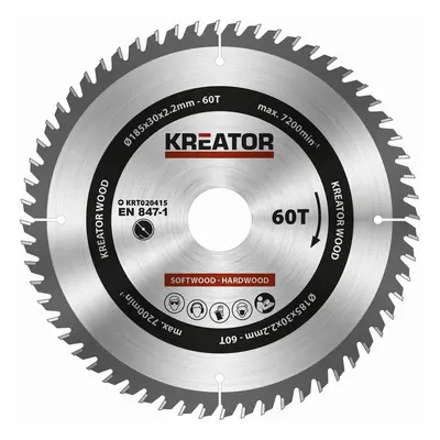 Pilový kotouč na dřevo Kreator 185 mm 60T KRT020415