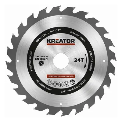 Pilový kotouč na dřevo Kreator 210 mm 24T KRT020420