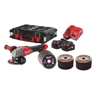 Aku úhlová bruska Milwaukee M18 FSAG125XB100P-502P COMBO KIT IN2