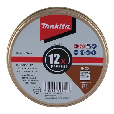 12x Řezný kotouč Makita 115 mm D-65953-12