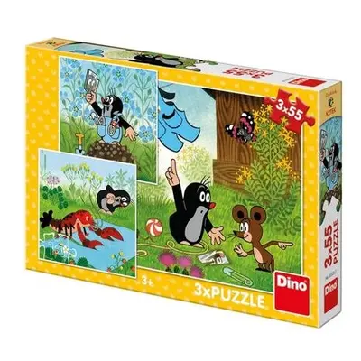 DINO Puzzle 3 x 55 dílků KRTEČEK A KALHOTKY