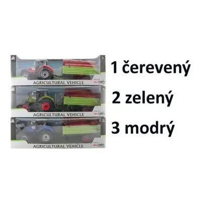 Traktor se dřevem varianta 3 modrý