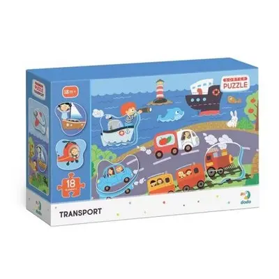 TM Toys DODO Puzzle s tříděním obrázků Transport 18 dílků