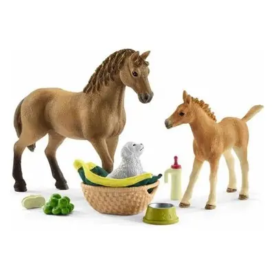 Schleich 42432 Set hříbě a Quarter kůň se štěňátkem a doplňky