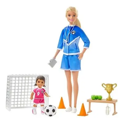 Barbie fotbalová trenérka s panenkou herní set varianta 1. Blondýnka