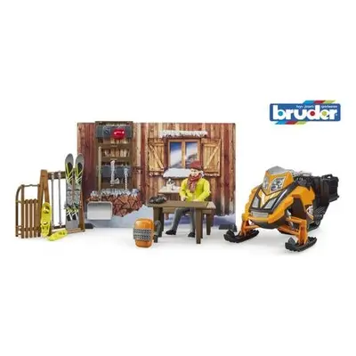 Bruder 63102 BWORLD Horská chata s figurkou a skútrem