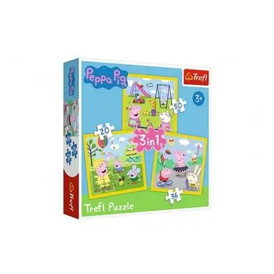 Puzzle 3v1 Prasátko Peppa/ Peppa Pig Šťastný den prasátka v krabici 28x28x6cm