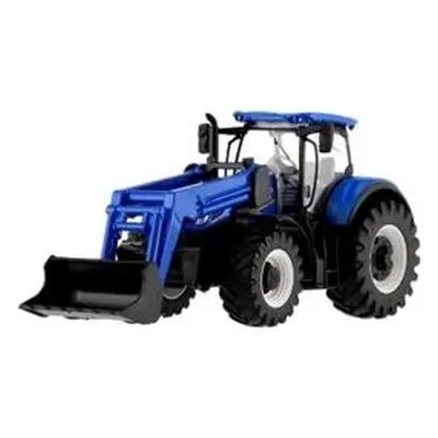 Traktor Bburago s nakladačem Fendt/New Holland/Massey Ferguson varianta 1. modrý