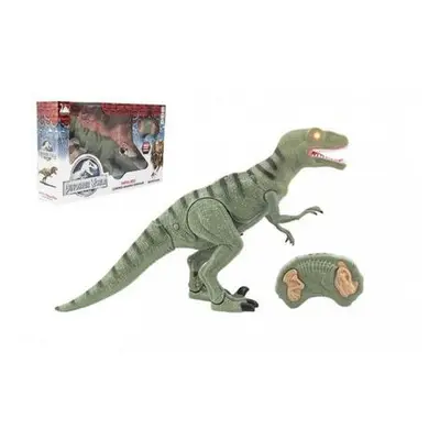 Dinosaurus chodící IC velociraptor plast 50cm na baterie se zvukem se světlem v krabici 53x32,5x