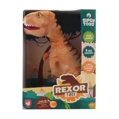 Plyš T-Rex zvukový 38 cm hnědý