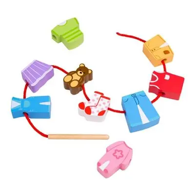 Bigjigs Toys Navlékání korálků oblečení