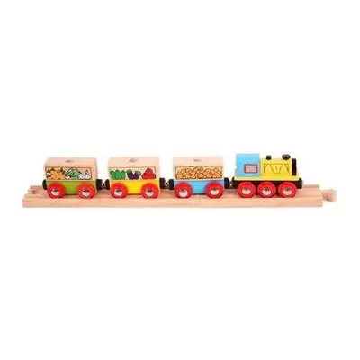 Bigjigs Rail Nákladní vlak se zeleninou + 3 koleje