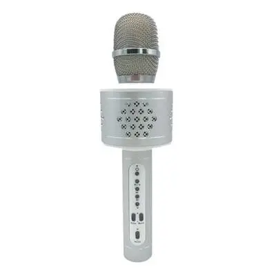 Mikrofon karaoke Bluetooth stříbrný na baterie s USB