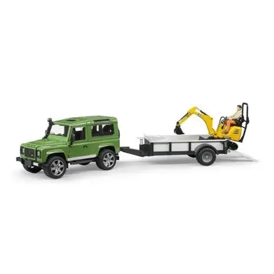 Bruder 2593 LAND ROVER+návěs+mikrobagr JCB+figurka