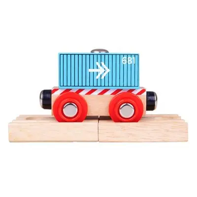 Bigjigs Rail Vagón modrý kontejner