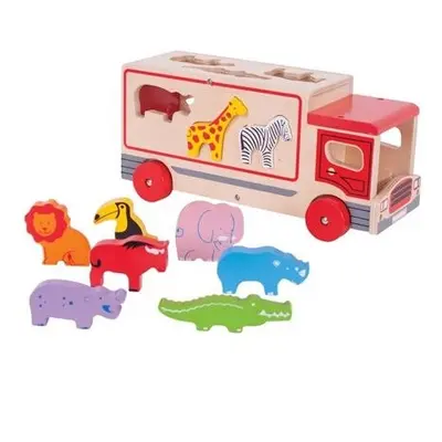 Bigjigs Toys Dřevěné auto se zvířátky safari