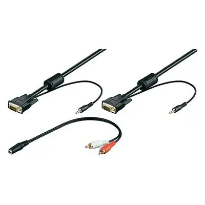 VGA kabel k monitoru, 3,5 mm jack konektor, Stereo-Audio kabel, černý, 2 m