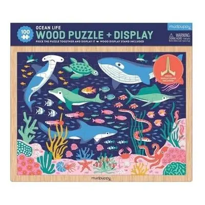 Mudpuppy Dřevěné puzzle Život v oceánu + displej 100 dílků