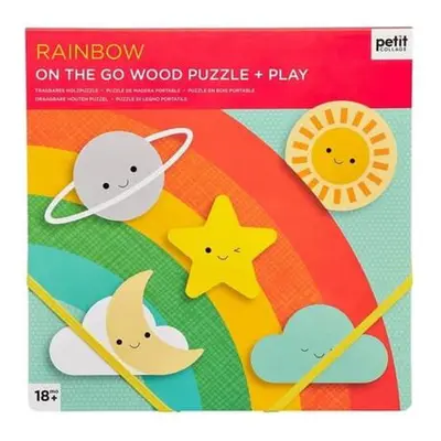 Petit Collage Robustní dřevěné puzzle Rainbow