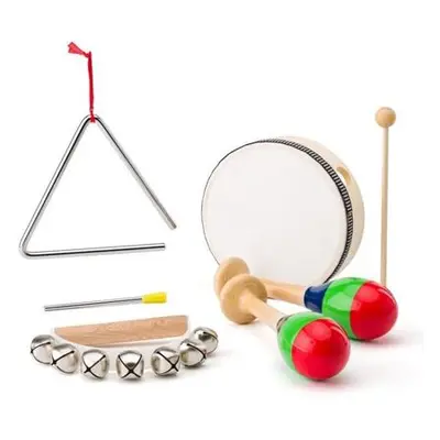 Muzikální set ( rolničky, tamburína/bubínek, triangl, 2 maracas)