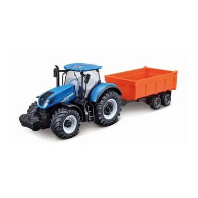 Bburago 10cm Farm Traktor na setrvačník s vlečkou New Holland T7.315 HD