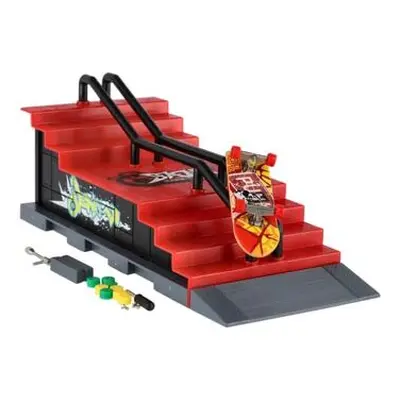 Skatepark skateboard prstový šroubovací s rampou plast 8cm s doplňky mix druhů v krabici 28x18cm