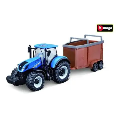 Bburago 1:50 Farm Traktor New Holland s vlečkou pro koně