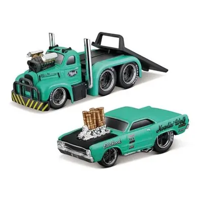 Maisto - Muscle Transports - 1953 MACK B-61 Flatbed 1968 Dodge Dart HEMI Gasser, 1:64