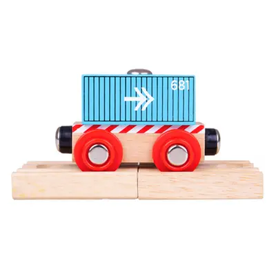 Bigjigs Rail Vagón modrý kontejner