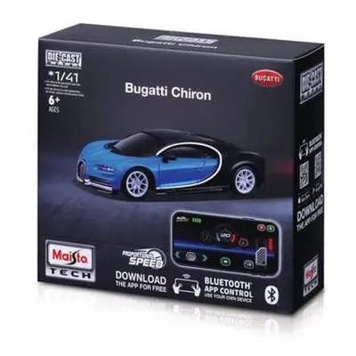 Maisto RC - DIE-CAST METAL se světly, Bugatti Chiron,modro-černá, 2,4GHz, USB, XTR, Bluetooth 5.