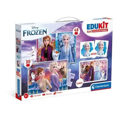 EDUkit - FROZEN 4v1 (pexeso, 48 + 30 puzzle, 6 kostek)